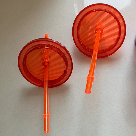 Starbucks Vibrant orange insulated cold beverage Tumblers with Straws - Picture 10 of 14